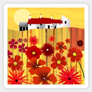 Field of Red Flowers Sticker